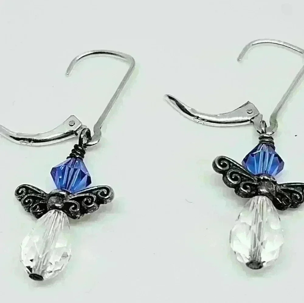 Beautiful Stamped 925 Silver Angel Earrings - Picture 2 of 4
